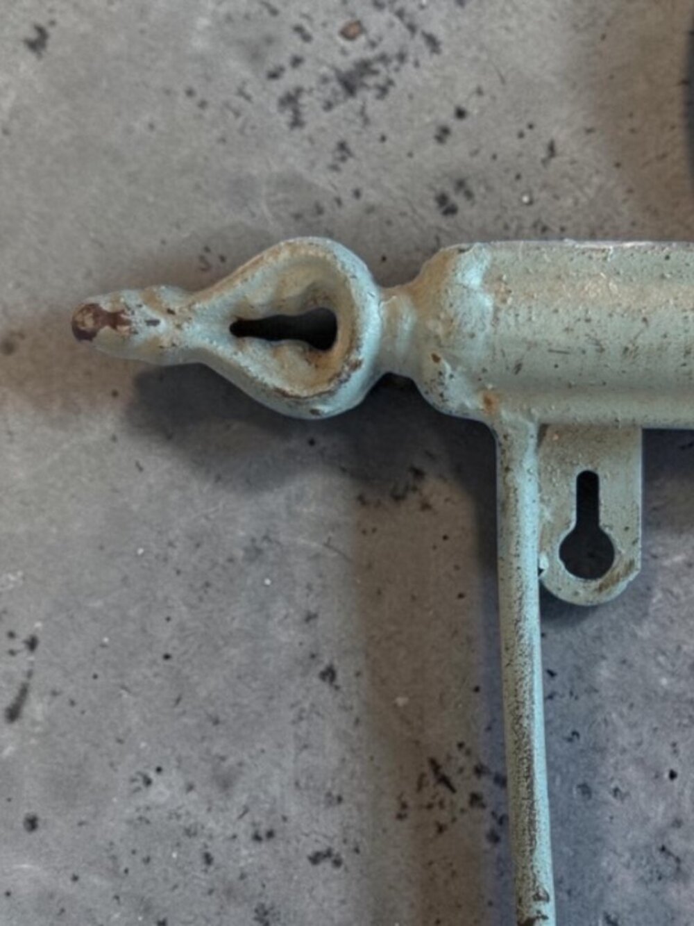 Vintage Shabby Chic Metal Coat Rack 19” Wall Hooks White Ceramic Knobs - Picture 9 of 14